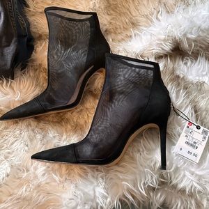Zara Black Mesh Ankle Boot Size 9 US  40 EUR